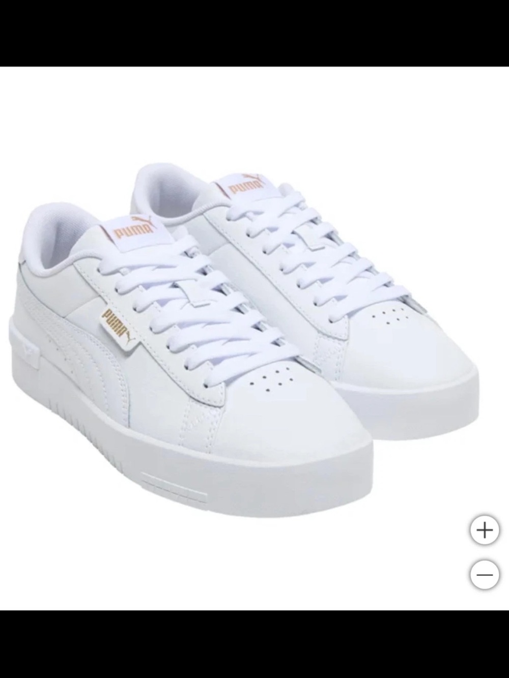 Puma Court White Minimalist 80s Retro Everyday Sneakers with Gold Accents sz 9